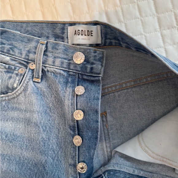 Agolde Light Blue Button-Fly Jeans - Picture 3 of 9